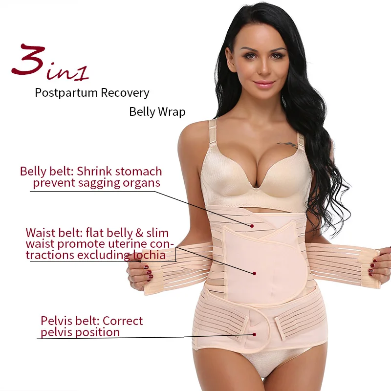 3 in 1 Postpartum Support-Recovery Belly/waist/pelvis Belt Wrap Body Shapewear