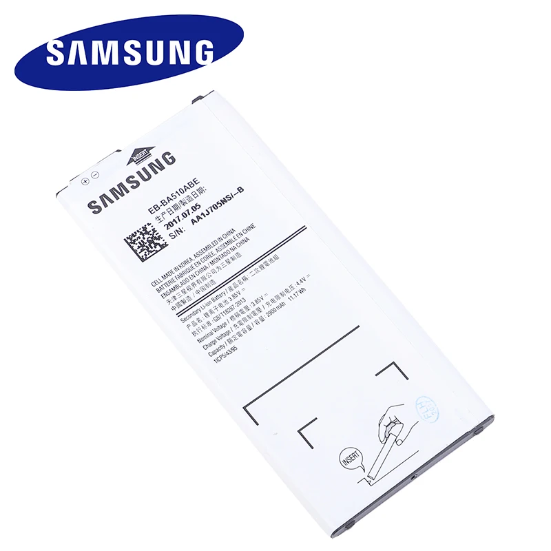 EB-BA510ABE 2900 мА/ч, Оригинальная батарея Samsung для Samsung Galaxy A5 Edition A510F A5100 Замена телефон Батарея