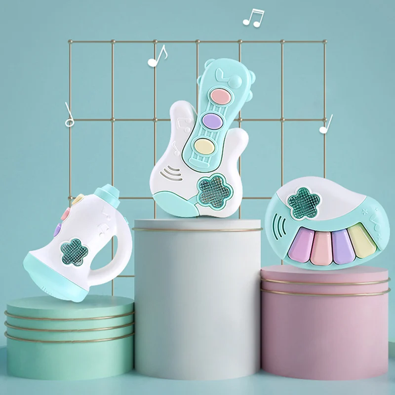 

Baby Music Toys Newborn Hand Piano Baby Sound And Light Toy Early Educational Music Key Guitar Horn Toys Gift For Baby