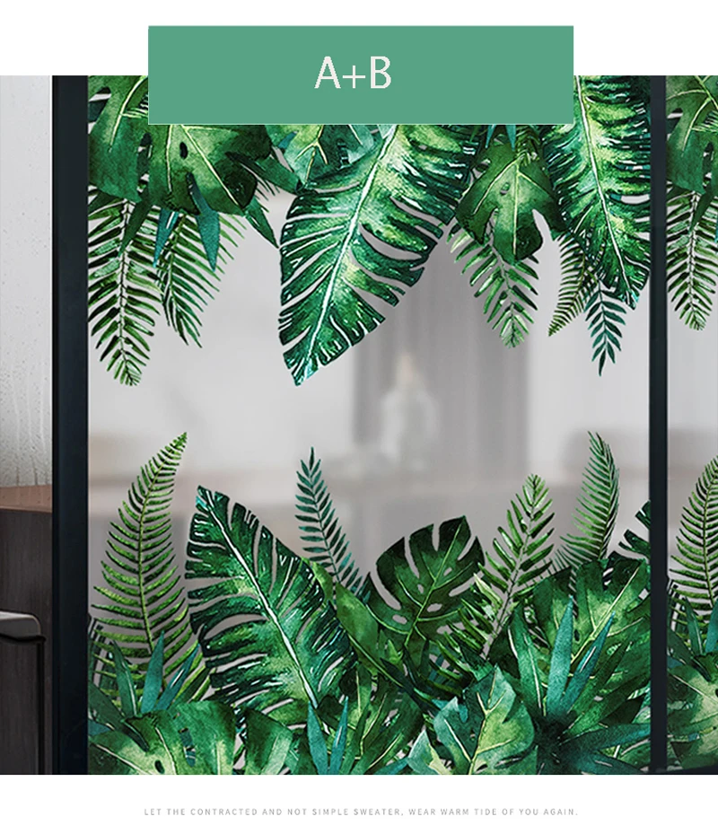 Зеленое растение настенный наклейки для гостиной спальни балконной двери Наклейка Водонепроницаемый клей 3D наклейки на окна плинтус обои