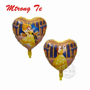 

10pcs 18inch heart Double Side Beauty and The beast foil Helium balloons Wedding Birthday party supplies Toy gift decor globos