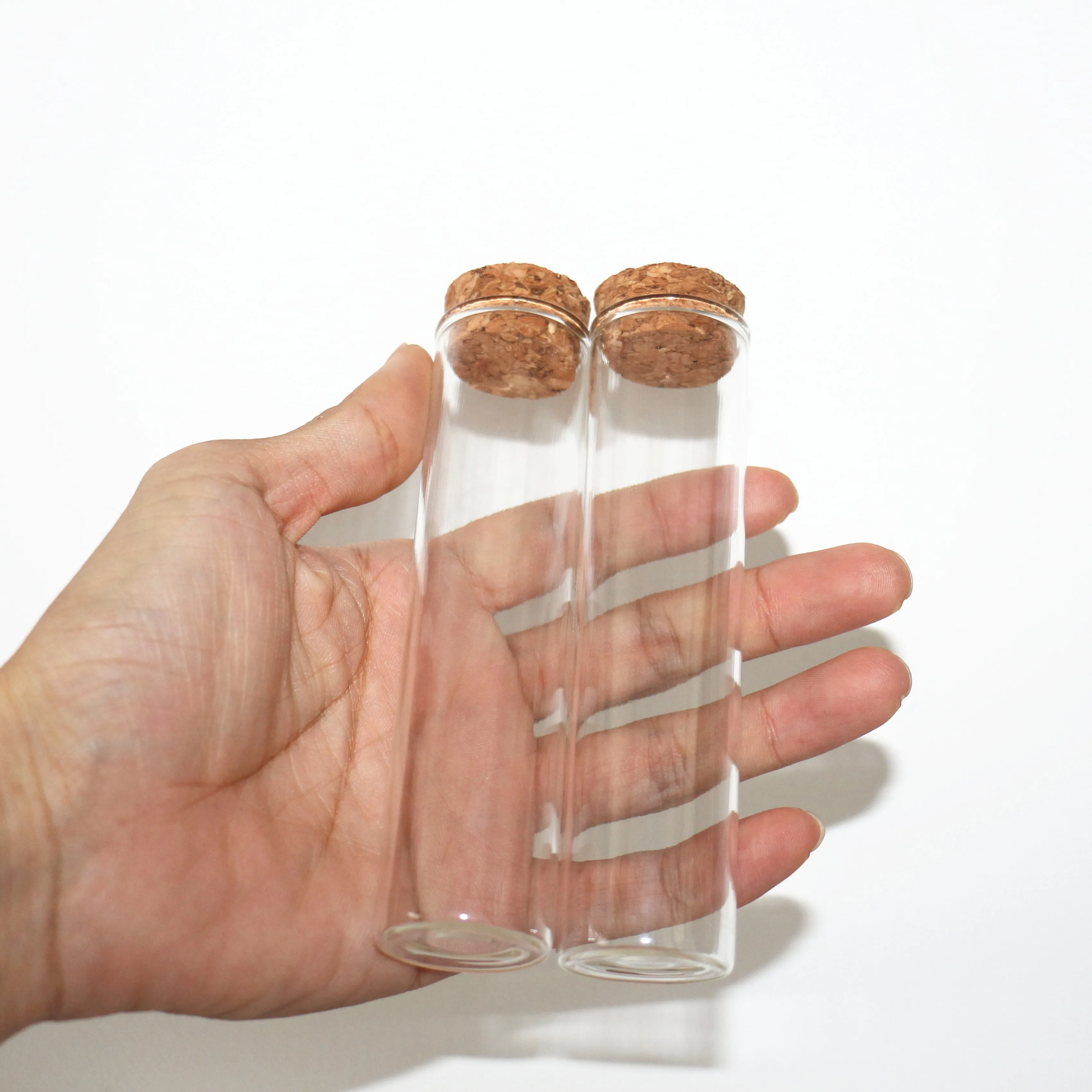 

24 Pcs/lot 25*30*120mm 60ml Glass Bottle Stopper Long Test Tube Cork Glass Jars Vials DIY Wedding Gift Small Decorative bottles