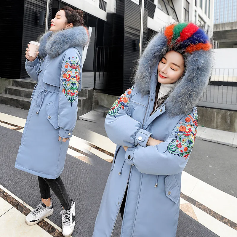 

Cotton-padded Clothes Women's Mid-length 2018 Winter New Style Korean-style Loose-Fit Slimming over-the-Knee down Jacket Cotton-