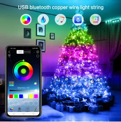 Smart Fairy rgb String Lights USB Twinkle Lights with Timer and Remote, App Controlled Funny Modes for Christmas Tree Decoration