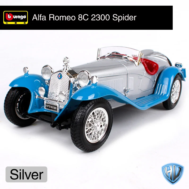 Bburago 1:18 Alfa Romeo 8C 2300 модель автомобиля паук ретро классический автомобиль литая под давлением модель автомобиля игрушка Новинка в коробке - Цвет: 12063