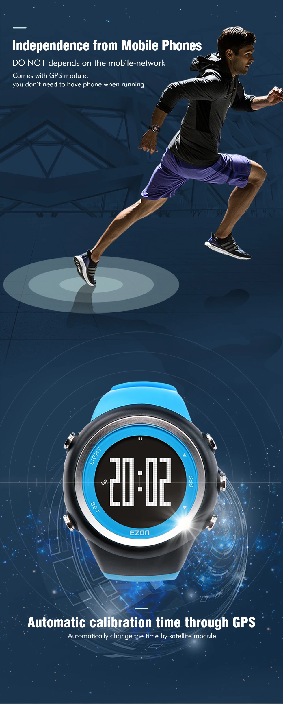 2019 Новые gps наручные часы с секундомером мужские для бега фитнеса спорта часы Счетчик калорий Расстояние темп 50 м водонепроницаемый