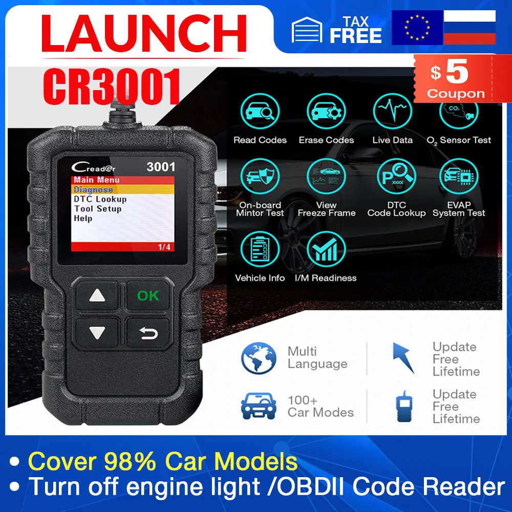 LAUNCH X431 CR3001 полный сканер OBD2 CReader 3001 автомобильный диагностический инструмент PK