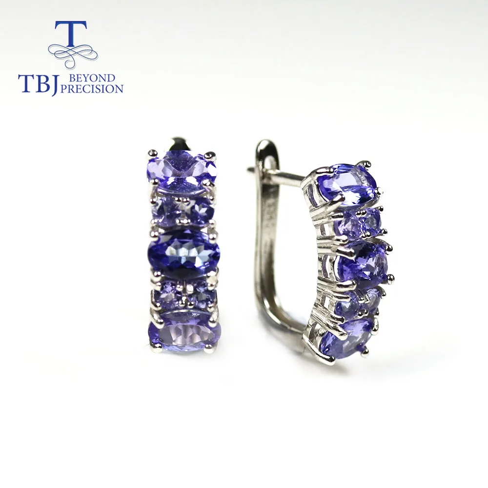 

TBJ, Classic 4ct Natural Tanzanite clasp earring 925 sterling silver natural tanzania gemstone fine jewelry for women nice gift