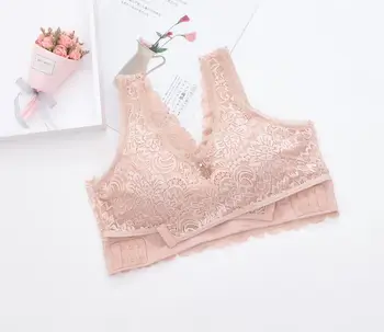

Non-Steel Ring Adjustable Ultra-Push up Brassiere Front Cross Side Buckle Lace Edge Push-up Breathable Cup