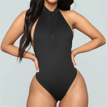 

Women Bodysuit Zipper Romper Ladies Rompers Bodycon Short Jumpsuit Womens Rompers Jumpsuit Casual Solid Sleeveless Bodysuit