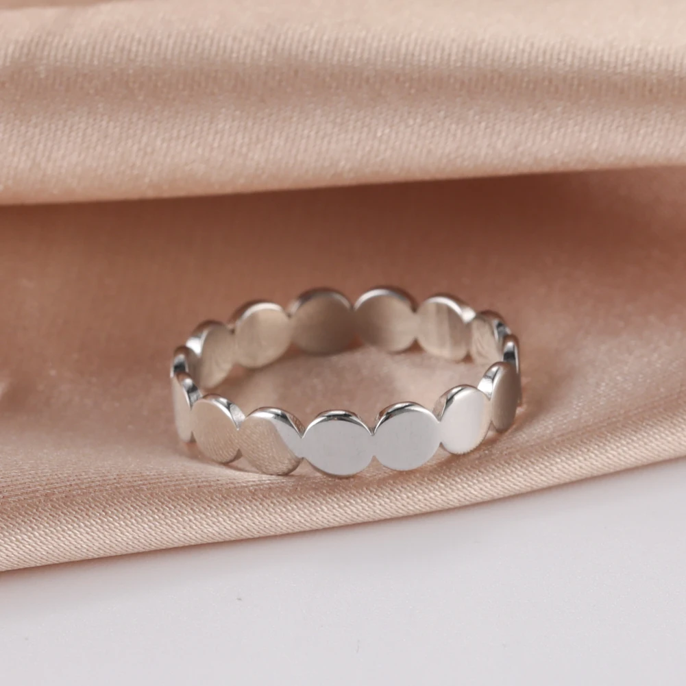 Skyrim Fashion Geometric Round Minimalist Rings for Women Girls Gold Color Stainless Steel Ring Wedding Party Jewelry