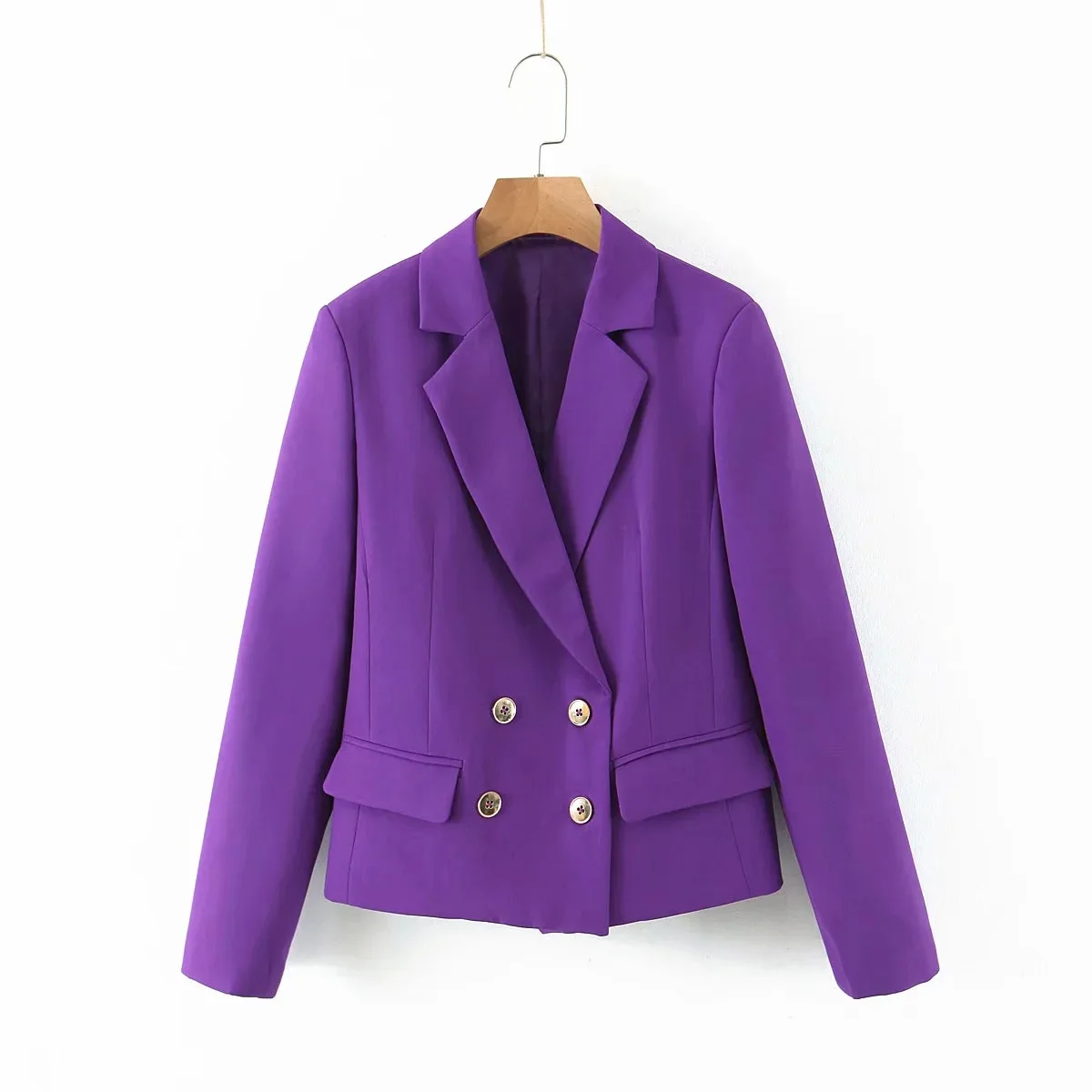 2020 new spring fashion ladies blazer Casual Purple Short Ladies Jacket Small Suit Fashion Double Breasted Coat Feminine