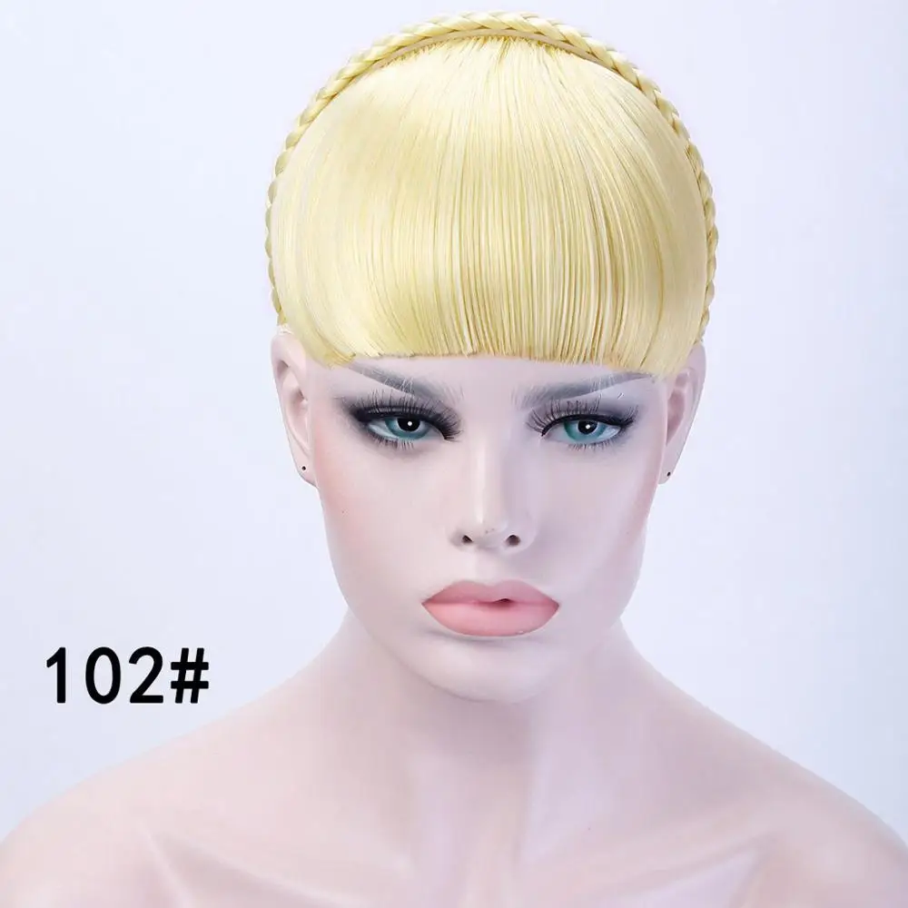 Парик WTB челка на заколках для наращивания волос спереди аккуратная короткая челка цельные прямые волосы с высокой температурой синтетические волосы - Цвет: 102