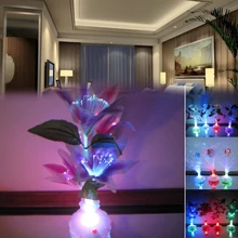 Светодиодный светильник из оптоволокна цветок ваза с лилиями Ночной свет украшения красочные
