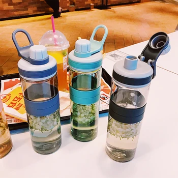 

Explosion-proof Water bottle 600ml Sports Gym School Outdoor Travel Portable Leakproof bottle Drink bottles Plastic cups