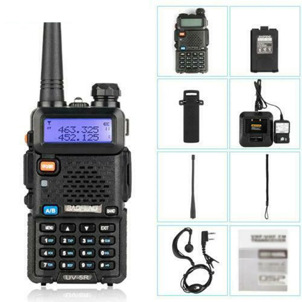Для BAOFENG UV-5R Двухдиапазонная рация 136-174/400-520 МГц 5 Вт Тип вилки: вилка стандарта США/вилка стандарта Великобритании/вилка стандарта Австралии/вилка стандарта ЕС