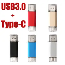 USB 3,0 type-C 3,1 usb флэш-накопитель 64 Гб 128 Гб металлический пользовательский портативный флэш-накопитель 32 ГБ USB флешка 16 Гб для телефонов Micro USB