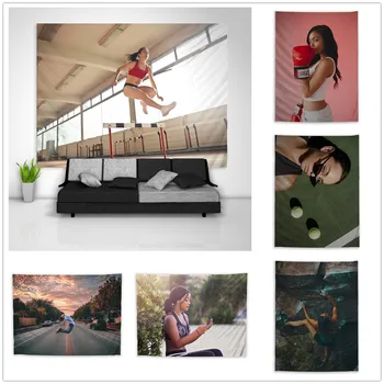 

Sport Gym Fitness Health Tapestry Art Wall Hanging Sofa Table Bed Cover Home Decor Dorm Gift
