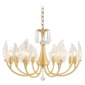 

Nordic Living Room Lamp All Copper modern Hanging Lights Luxury Crystal Pendant Lamp gold Dining Room Lamp Personality
