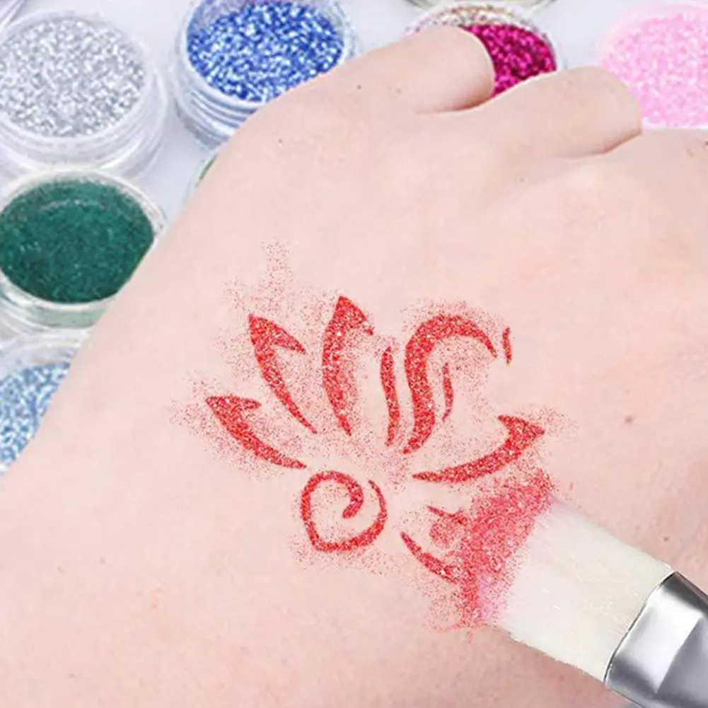 15 Colors 50 Templates Flash Diamond Glitter Flash Powder For Temporary Tattoo Kids Face Body Painting Art Tools Suit TSLM1 NEW