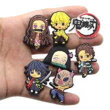 Hot 1pcs Demon Slayer PVC Shoe Charms Anime Cartoon DIY Decorations Shoe Aceessories Fit croc Clogs Unisex kids X-mas Gifts jibz