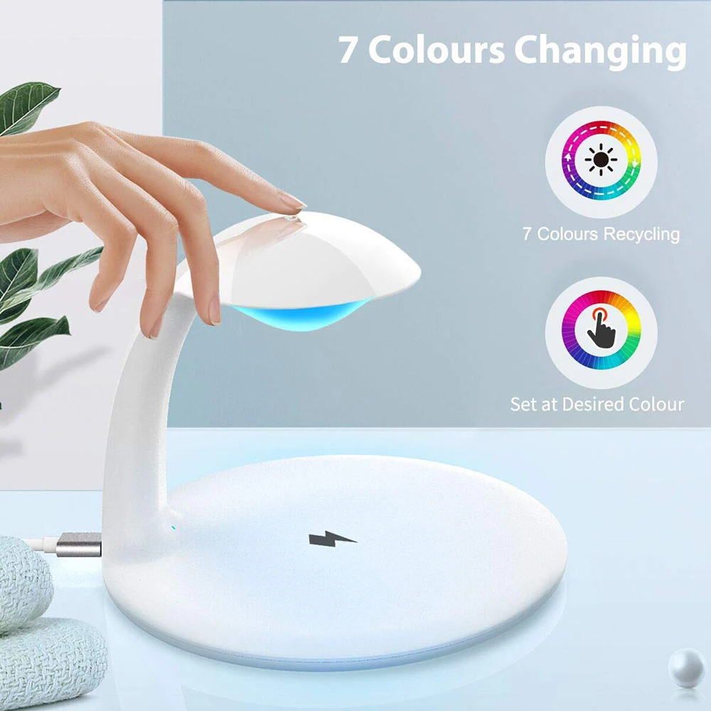 

3 in 1 Touch Control Deskl Lamp Anti-slip Qi Wireless Fast Charge Night Light Multifunction Adjustable Brightness Table Lights