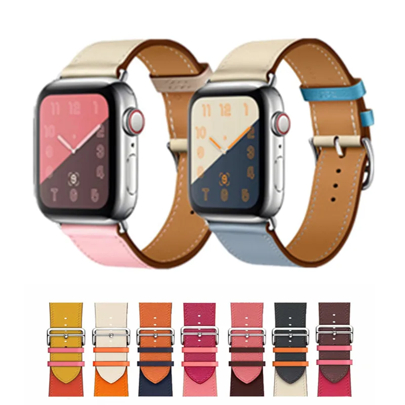 Ремешок кожаный для Apple Watch Band 42 мм 38 браслет iWatch 4 3 2 1 40 44 разные цвета|Ремешки