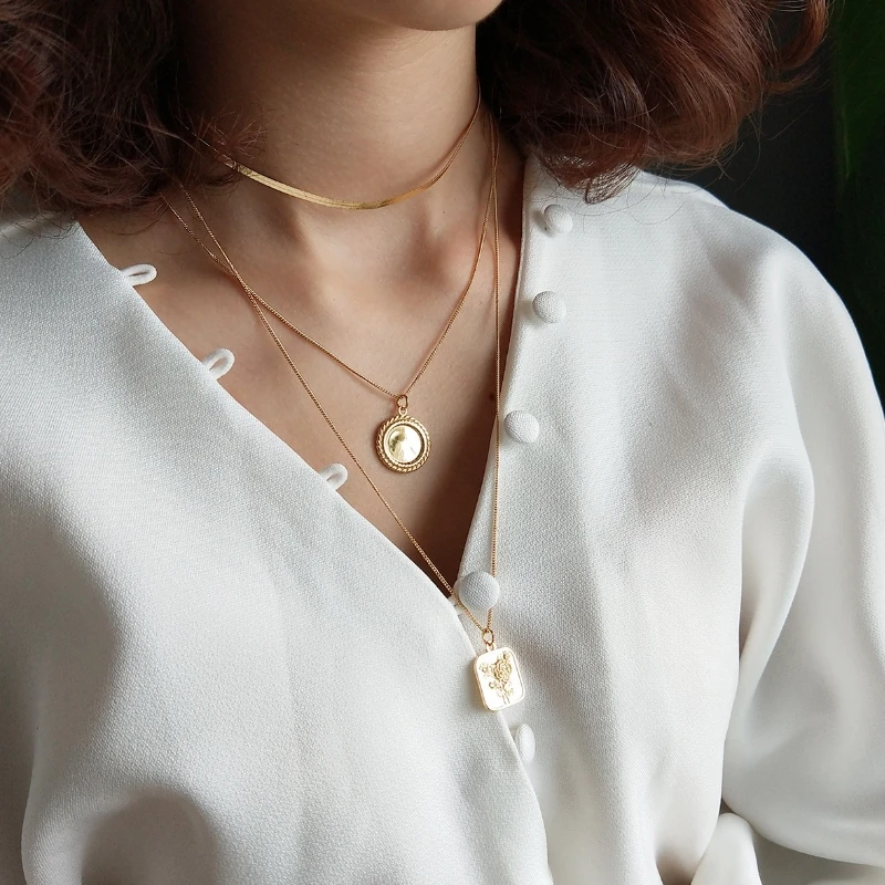 100% 925 Kalung Perak Murni Figur Koin 