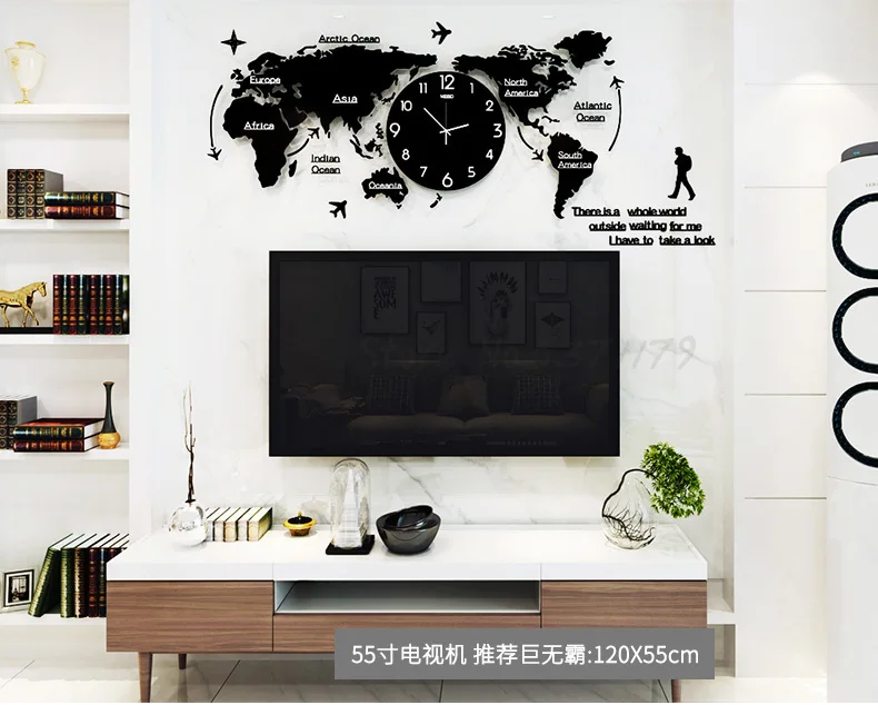 Creative Clock Wall Clock Living Room Modern Minimalist Art Fashion Decoration Nordic World Map Personality Home Clock