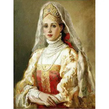 

DIY 5D Diamond Mosaic Russian woman Handmade Rhinestones Diamond Painting Cross Stitch full square Diamond Embroidery Patterns