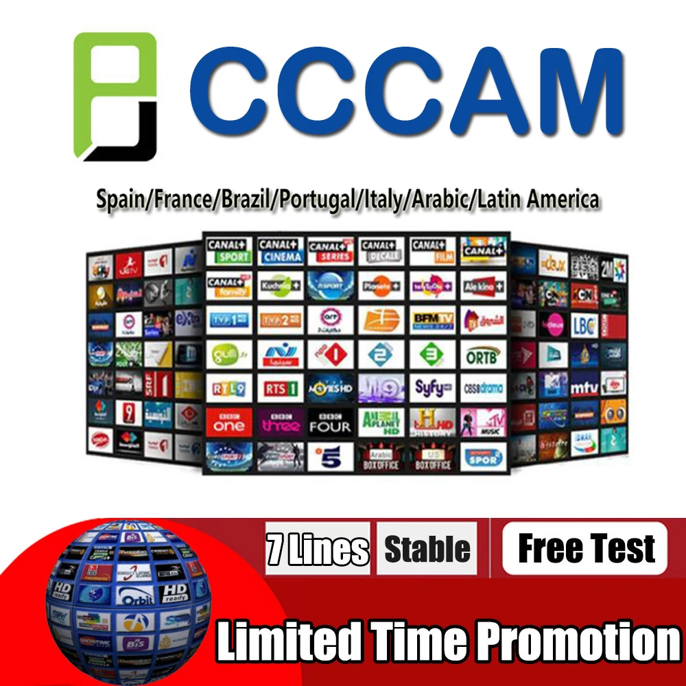 Fast and Stable CCcams Europe 7/6/8line 1 year cccam cline for Samsat