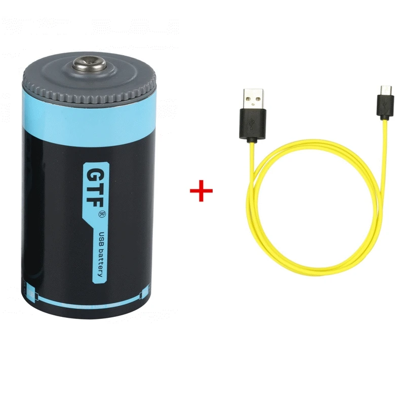 1pcs with USB Cable GTF 1,5 V 5000mAh перезаряжаемый литий-полимерный аккумулятор размера D с зарядным портом USB аккумулятор размера D 7500mwh литий-полимерный аккумулятор - Цвет: 1pcs with USB Cable