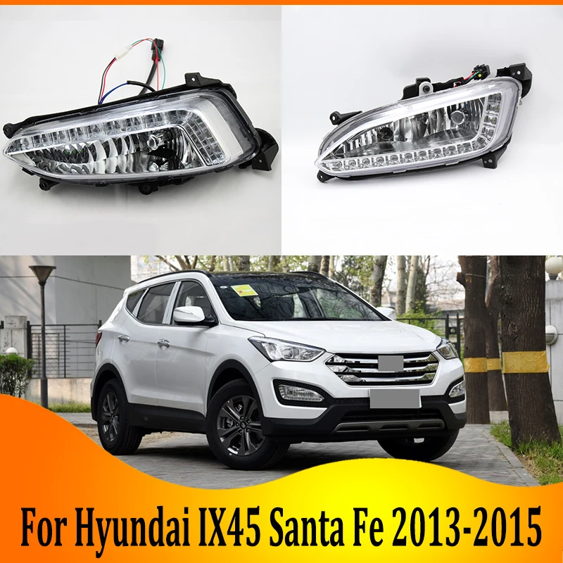 

2pcs For Hyundai IX45 Santa Fe 2013 - 2015 6000K White Light LED Daytime Driving Running Light DRL Car Fog Lamp