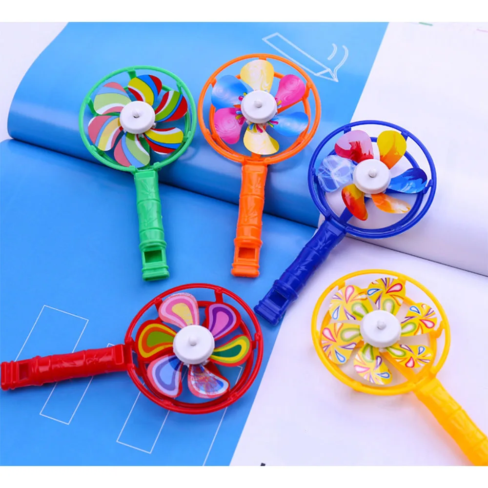 3pcs Windmill Toy For Baby Kids Colorful Small Windmills Children Plastic Whistling Handle Toys Pinwheel Wind 5