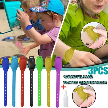 

3PC Adult Kid Liquid Wristband Hand Dispenser +3PC Beak Bottle Handwash Gel With Sanitizing Pumps Disinfecta Silicone Bracelet50