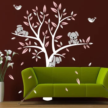 

Koala Family on White Tree Branch non-toxic Vinyl Wall Stickers Nursery Decals Art Mural Baby Children Room Sticker Home Decor