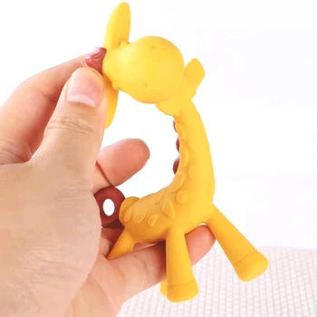 

1pc Novelty Baby Teeth That Fawn Molar Rod Giraffe to Bite Safty Baby Teether Pacifier Cartoon Teething Nursing Safety Silicone