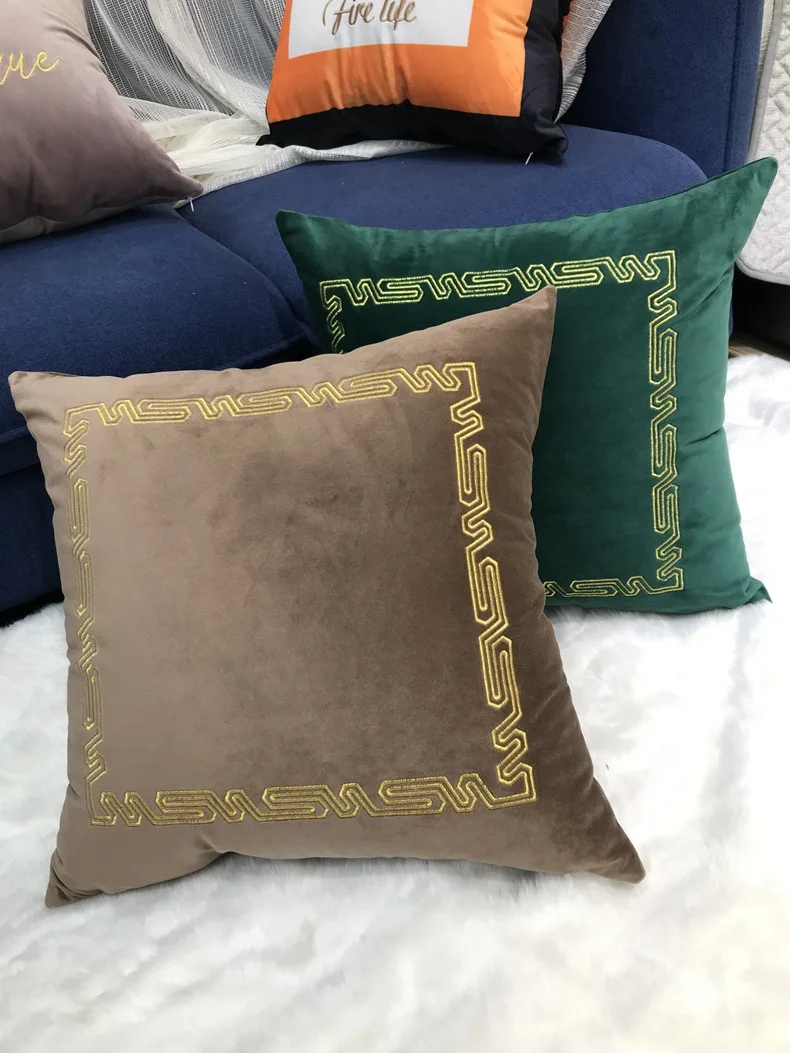 Зеленая, желтая, розовая, синяя, серая бархатная наволочка для подушки с геометрическим рисунком, наволочка, наволочка для дома, Декоративные диванные подушки