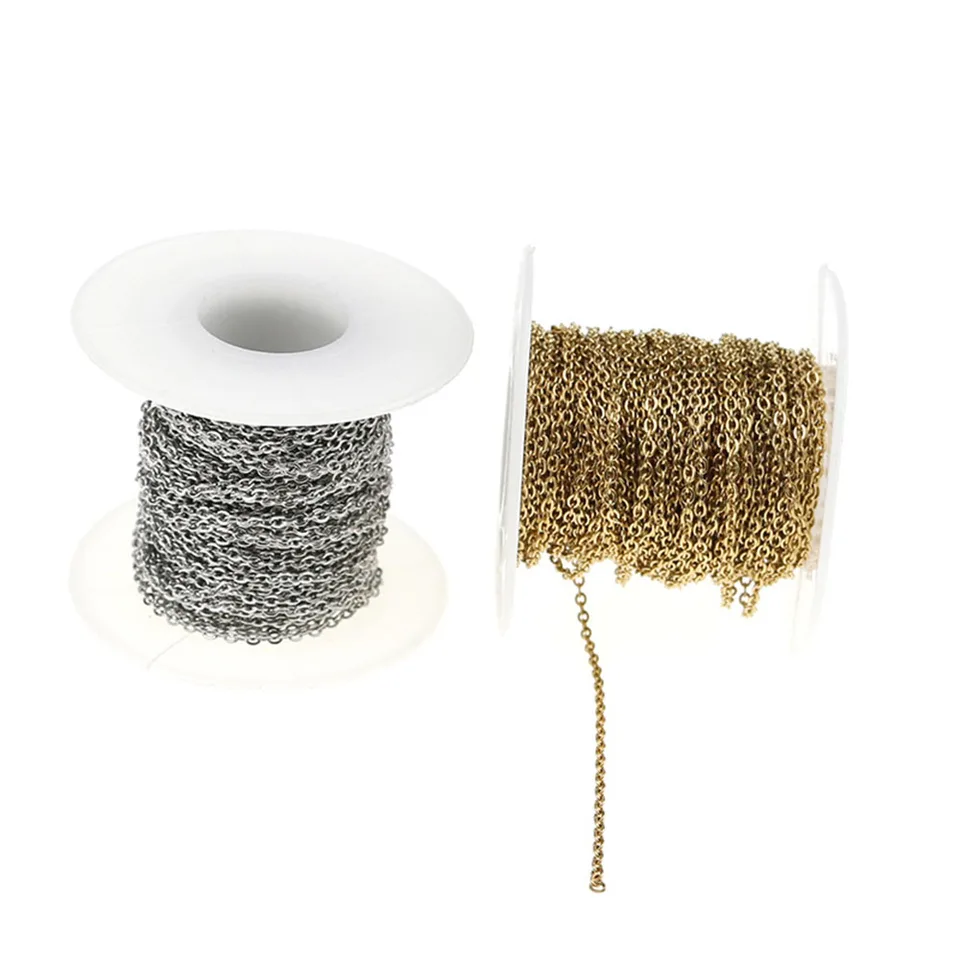 Catene per cavi piatti in acciaio inossidabile da 2 metri, larghezza 4 mm, per gioielli fai da te, creazione di collane da donna, fornure per braccialetti  36
