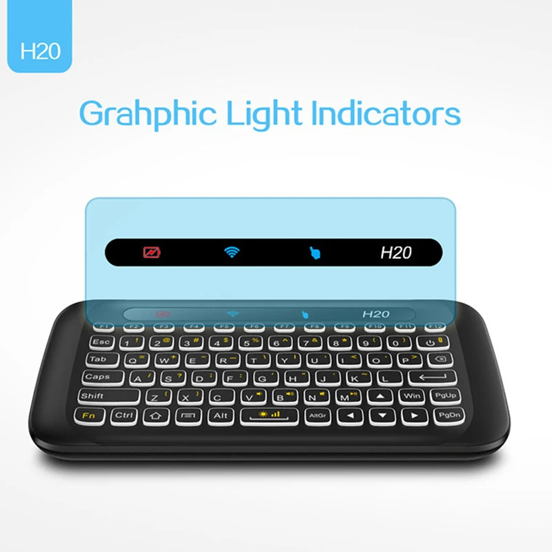 

Mini Keyboard Universal Remote Control 2.4G Backlit USB Air Mouse with Large Touchpad for Smart TV Box Mini PC Samsung LG TV H20
