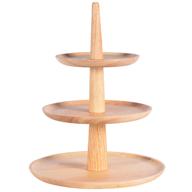 Cake Display Stand Cupcake Dessert Fruit 3 Layer Durable Wooden Holder Serving Tray Rack for Wedding Afternoon Tea Birthday A20