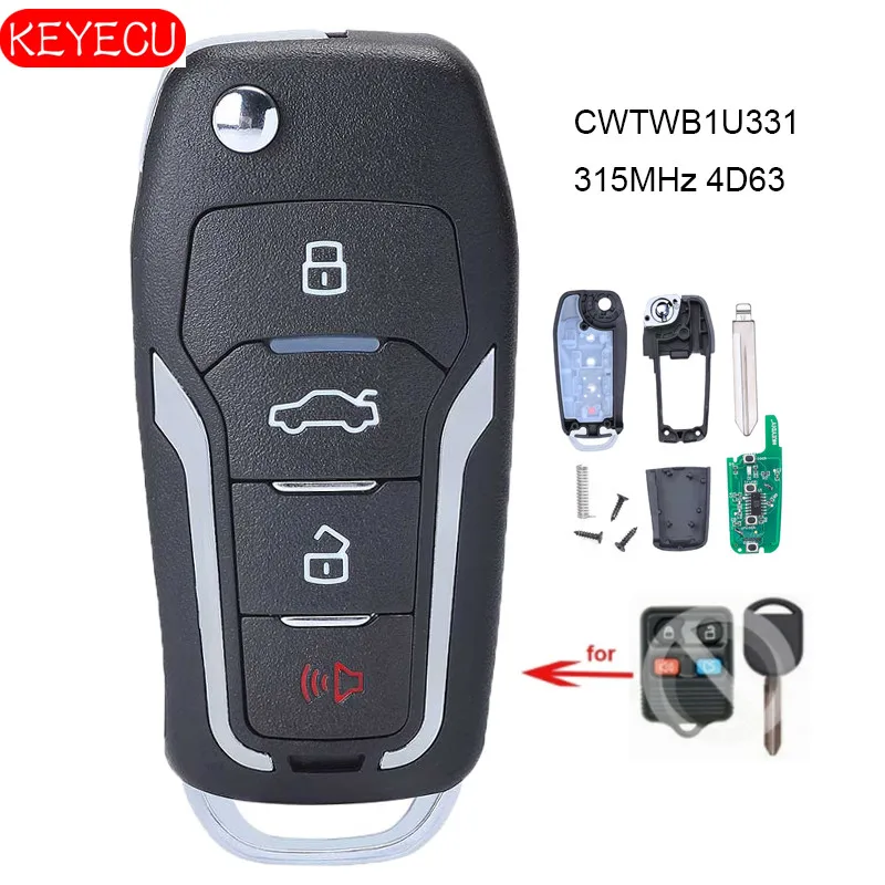KEYECU обновленная сменная клавиша дистанционного управления 315 МГц 4D63 80 бит чип для