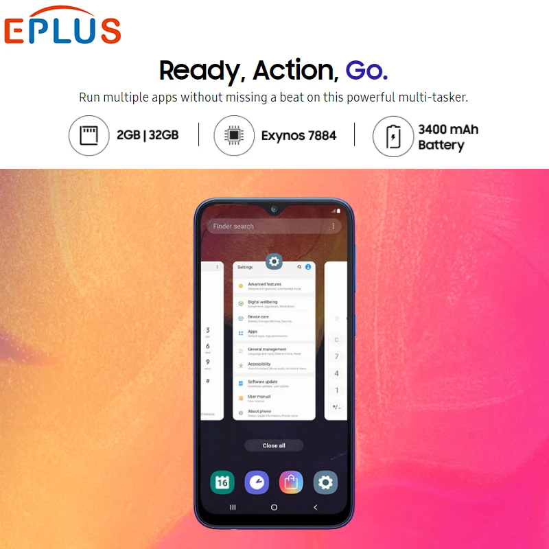 Мобильный телефон samsung Galaxy A10 A105F-DS LTE, 2 Гб ОЗУ, 32 Гб ПЗУ, 6,2 дюймов, четыре ядра, Android 9,0, МП камера, две sim-карты