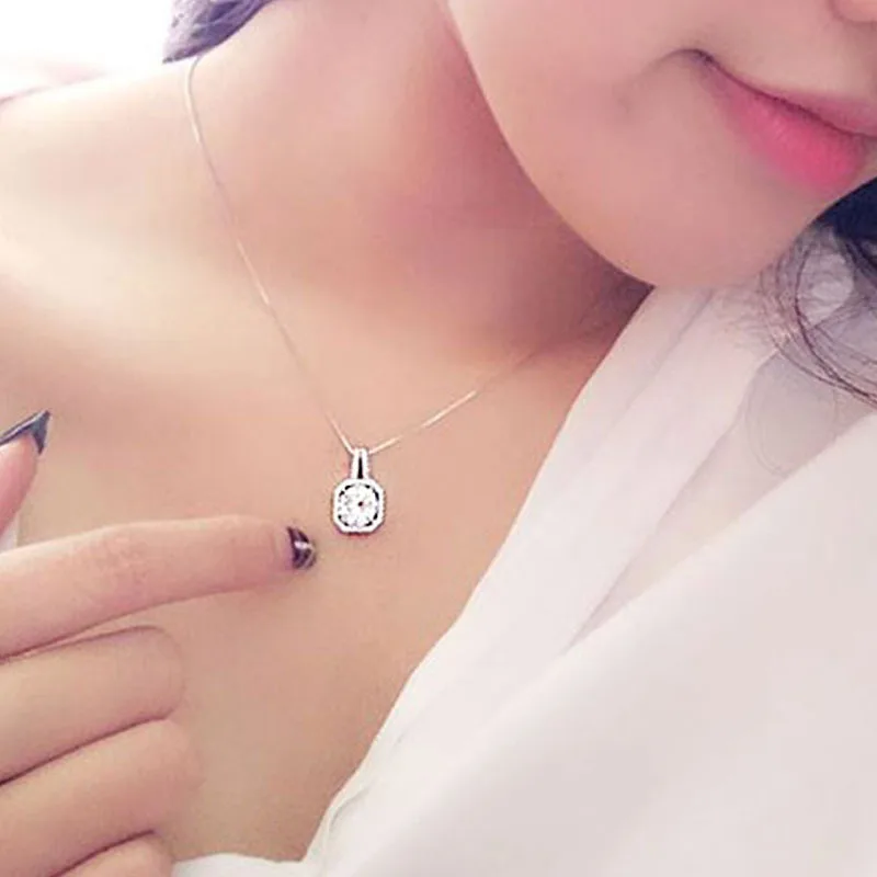925 Silver Necklace with Ruby Sapphire Amethyst Zircon Pendant for Women Wedding Gift Fine Jewellery Pendants pendant necklace silver necklace