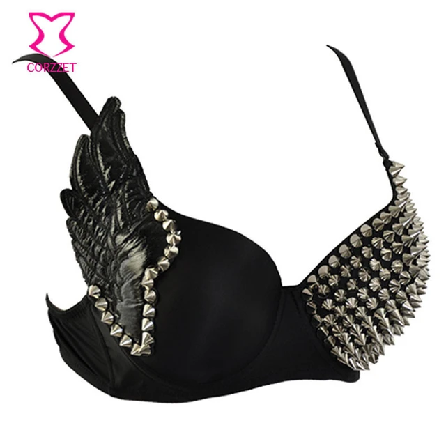 Sanderala Sexy Women Cotton Metallic Spike Stud Rivet Bra Push Up