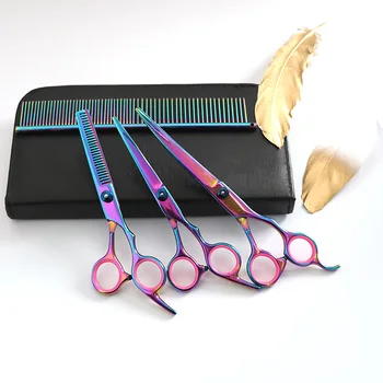 

Professional Pet Grooming Scissors Set Styling Tool Multicolor Dog Cat Home Thinning Sharp Edge Small Animals Stainless Steel