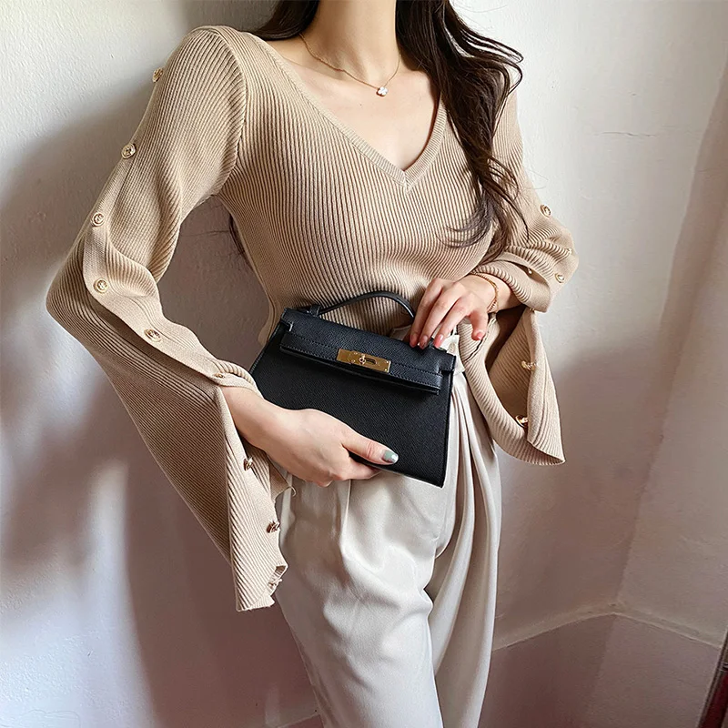 

Croysier Autumn Winter Sweaters V Neck Ribbed Sweater Women 2021 Fashion Buttoned Long Sleeve Top Office Knitted Pullover Jumper