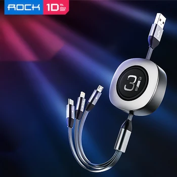 

ROCK 3.6A 3in1 Charging Cable For Huawei IPhone Universal Car Charger USB Type C Quick Fast Charging Mobile Phone Cables