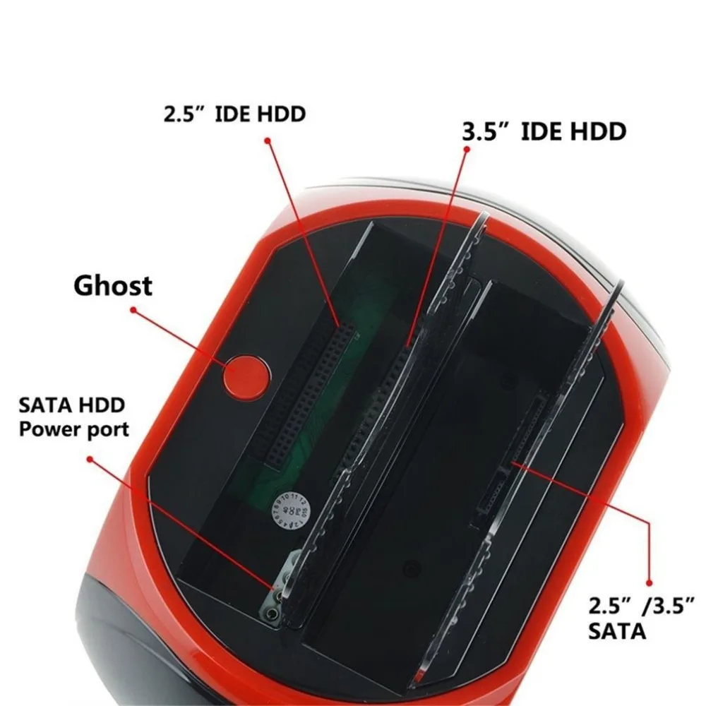 Многофункциональный HDD док-станция Dual USB 2,0 2,5/3,5 дюймов IDE Внешний жесткий диск SATA коробка жесткий диск Корпус кардридер
