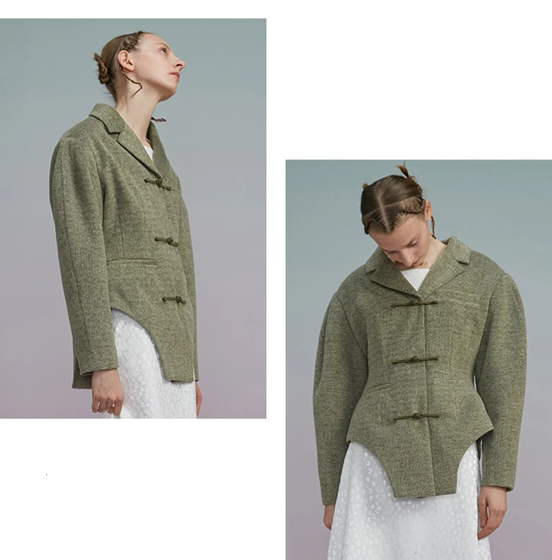 [EAM] свободное асимметричное шерстяное пальто с разрезом из хемли, парки, новинка, длинный рукав, женская мода, Осень-зима 19A-a464